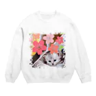 テル！のお店のサクラとニャンコの親子 Crew Neck Sweatshirt