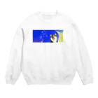 初おばぁばの（黒柴）うちのわんこchanシリーズ　月と星　横長　 Crew Neck Sweatshirt