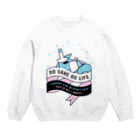 SANKAKU DESIGN STOREのNO SAKE NO LIFE。 レトロな青×赤 Crew Neck Sweatshirt