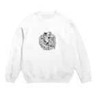 花と女性のイラストレーションのある男の顔 Crew Neck Sweatshirt