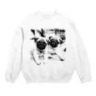 PUG283のパグの仲良し姉弟 monotone Crew Neck Sweatshirt