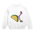 Mieko_Kawasakiのタコス　ローラースケート　ガール  TACOS ROLLER GIRL DOT 水玉　ドット　Tacos Rollerskate Rainbow Crew Neck Sweatshirt