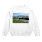 吉原教室の櫻島とベンチ Crew Neck Sweatshirt