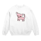 akane_art（茜音工房）のゆるチワワ（ピンク） Crew Neck Sweatshirt