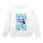 やすこーん（YASCORN）鉄道の鉄道：開放寝台＋駅弁＋YASCORN（水色） Crew Neck Sweatshirt