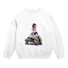 🐢ぎすた🐢のゾウガメと女子高生 Crew Neck Sweatshirt