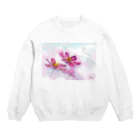 あかり花鳥風月のコスモス「どこまでも」透明水彩お花プリント Crew Neck Sweatshirt