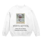 MIZUKICOCOの白い子猫ロゴ入り Crew Neck Sweatshirt