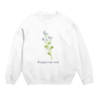 どうぶつの水彩画店のワスレナグサ(濃ロゴ) Crew Neck Sweatshirt