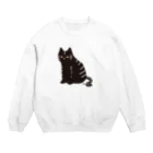 本田しずまるの絵のグッズのトラネコ・黒・大 Crew Neck Sweatshirt