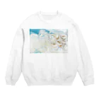 ya-pyのマーブル 大理石 青 ブルー Crew Neck Sweatshirt