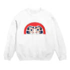 cementmilk WEBショップの半分ダルマ Crew Neck Sweatshirt