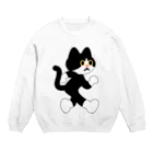 嶌星堂の飛び出し坊や猫 Crew Neck Sweatshirt