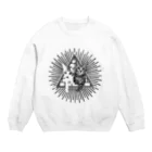 🍀葉っぱちゃんねる🍀の猫の秘密結社（黒） Crew Neck Sweatshirt