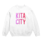 JIMOTOE Wear Local Japanの北区 KITA CITY ロゴピンク Crew Neck Sweatshirt