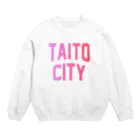 JIMOTOE Wear Local Japanの台東区 TAITO TOWN ロゴピンク Crew Neck Sweatshirt