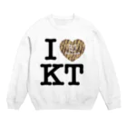 SHOP W　SUZURI店のI ♥ Kiji Tora　スウェット Crew Neck Sweatshirt