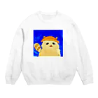 ムムの秘密の部屋のタヌキのＴ、お洒落な青い背景 Crew Neck Sweatshirt