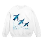 パソコン教室ビギナーの仲良しペンギン Crew Neck Sweatshirt