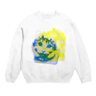 momo_emiのブルー×イエロー　momo_emi Crew Neck Sweatshirt