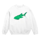 ふとんにおぼれるのジンベエザメ 冬の星座 緑 Crew Neck Sweatshirt