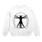 puikkoのダ・ヴィンチ　ウィトルウィウス的人体図（黒） Crew Neck Sweatshirt