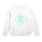 鳴くよメジロのネオンブルー倒福 Crew Neck Sweatshirt