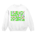 LalaHangeulのかなだらまばさ　カラフルグリーン(白地) Crew Neck Sweatshirt