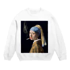 DRIPPEDのくわえタバコの少女 咥えタバコの少女-真珠の耳飾りの少女- Crew Neck Sweatshirt