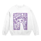 モスクワノマンボウの1分の猫(紫) Crew Neck Sweatshirt