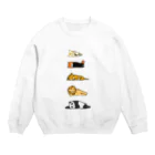 奇×屋の無気力な猫っぽい動物縦置き Crew Neck Sweatshirt