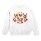 SANKAKU DESIGN STOREのお花の似合う小さい犬たち。 Crew Neck Sweatshirt