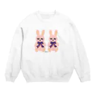 虹色PLUSのおすましウサギさん おしゃれトリコロールリボン Crew Neck Sweatshirt