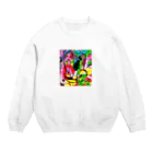 zombie6824のバきゅーんウサギ落書きバージョン Crew Neck Sweatshirt