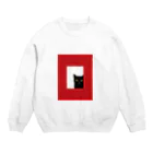 WAMI ARTの赤い窓と黒猫 Crew Neck Sweatshirt