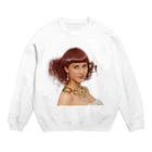 Fred Horstmanの巻き毛と濃い茶色の目を持つ美しい女性。 Crew Neck Sweatshirt