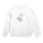 結cafe の佇むカワセミモノクロ Crew Neck Sweatshirt