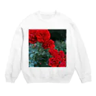 その日暮らし。の薔薇のお花 深紅 Crew Neck Sweatshirt