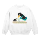 イラスト MONYAAT のネギを値切っている鴨カモかもB L Crew Neck Sweatshirt