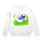 アキクサインコとウロコインコのインコ兄弟でプール Crew Neck Sweatshirt