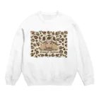 はやしりえのヒョウ柄ホワイトソマリアヒョウモンガメさん Crew Neck Sweatshirt