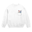 Achiとハトとみんなの店のいつもポケットにぶんぐ Crew Neck Sweatshirt