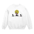 マコロモムーズの月夜の軽やかキャット(ピンク） Crew Neck Sweatshirt