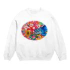 MOCCHIのカラフルショップの夕焼けに想い出を連れて Crew Neck Sweatshirt