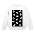 麻雀クラブ眠眠の麻雀かっこいい黒 Crew Neck Sweatshirt