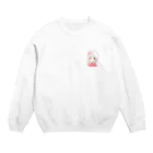 さくらもちの三つ編み女の子(赤色) Crew Neck Sweatshirt