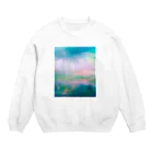 【ホラー専門店】ジルショップの油絵風の癒しデザイン(ターコイズブルー) Crew Neck Sweatshirt