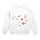 SOMALY【SUZURI店】の動物たちと赤いフルーツ Crew Neck Sweatshirt