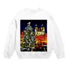 GALLERY misutawoのプラハ 夜のクリスマスツリーとティーン教会 Crew Neck Sweatshirt