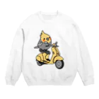 Cody the LovebirdのChubby Bird バイクに乗ったオカメインコ Crew Neck Sweatshirt